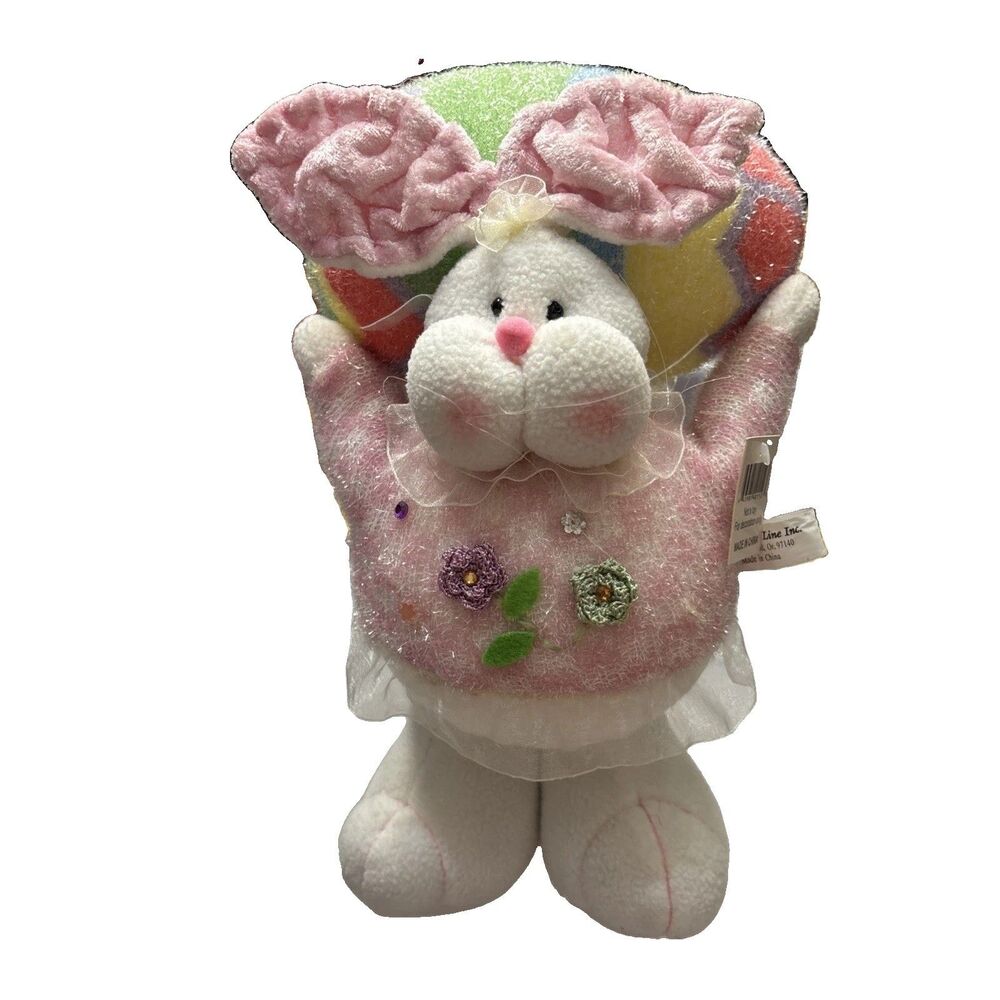 Primeline Inc Easter Rabbit Bunny Decoration Standing Holding Egg Overhead New